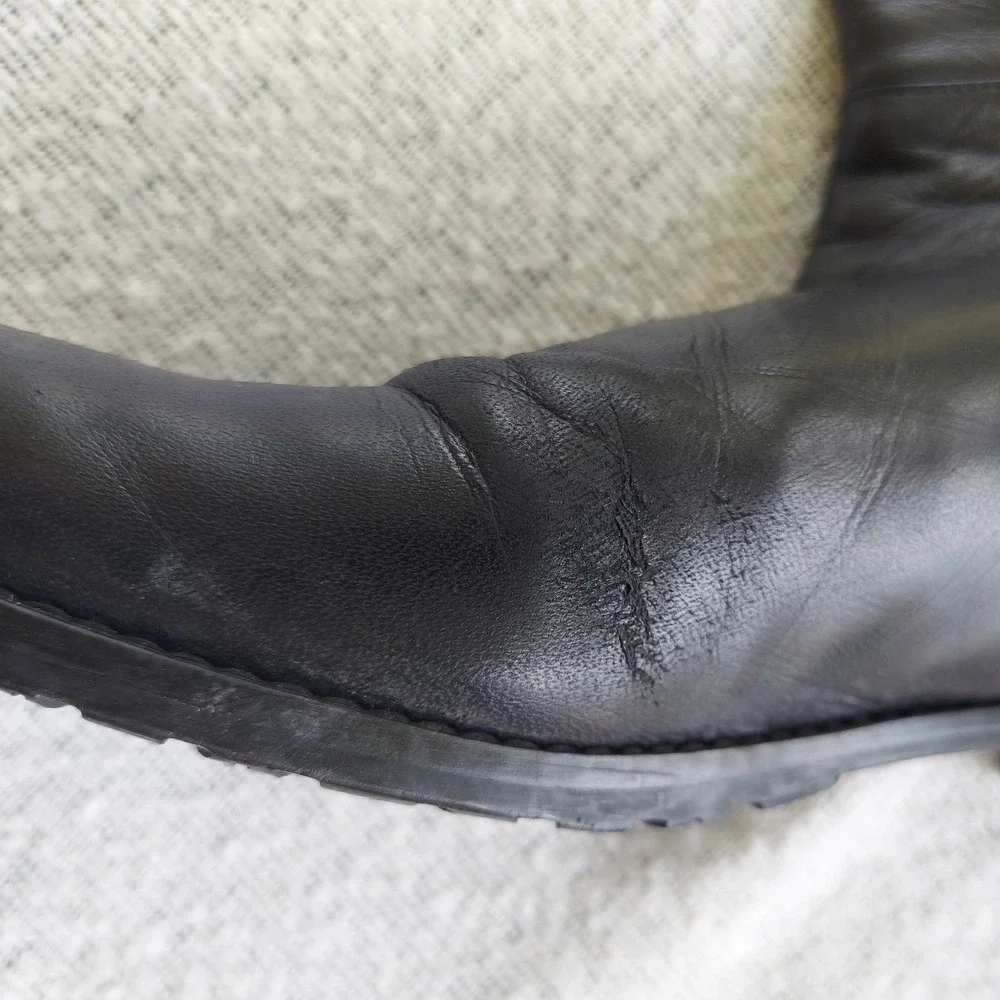 Stuart Weitzman Boots Womens 8.5 Black 5050 Over The Knee Leather Stretch Flat